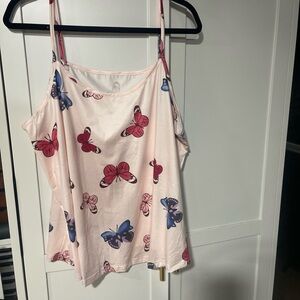 Butterfly Print Pink and Blue Women's Top
